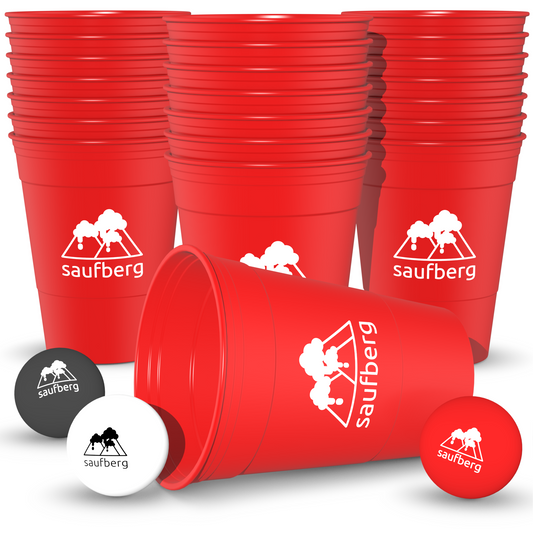 Original Saufberg Mehrweg Beerpong Becher Set Rot